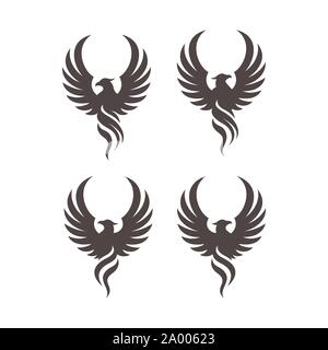 phoenix bird logo concept. luxury phoenix logo, vector logo bird. creative logo for mythological bird. a unique bird , magical bird, a flame bird Stock Vector