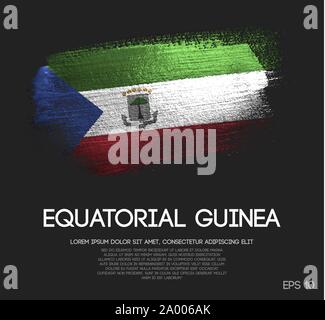 Equatorial Guinea Flag Made of Glitter Sparkle Brush Paint Vector Stock Vector