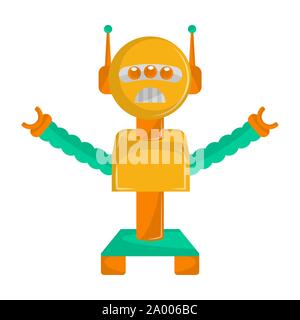 Sad robot toy on a white background - Vector Stock Vector