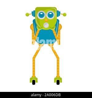 Surprised robot toy on a white background - Vector Stock Vector
