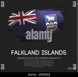 Falkland Islands Flag Made of Glitter Sparkle Brush Paint Vector Stock Vector