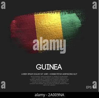 Guinea Flag Made of Glitter Sparkle Brush Paint Vector Stock Vector