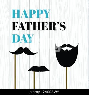 Happy fathers day card with mustache photo props Stock Vector