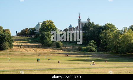 Looking towards the Royal Observatory in Greenwich Park, Greenwich, London Stock Photo