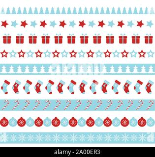 Christmas vector borders. Seamless ornament Stock Vector