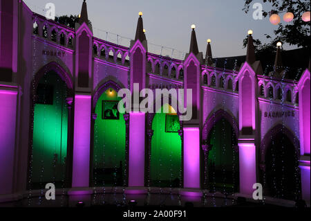 Mumbai, Maharashtra, India, Southeast Asia - Christmas Day; Light Illuminated on Mount Mary Church, is a Roman Catholic Basilica located in Bandra. Stock Photo