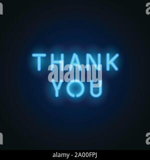 Neon thank you. Vector realistic neon letters Stock Vector