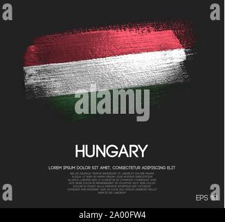 Hungary Flag Made of Glitter Sparkle Brush Paint Vector Stock Vector