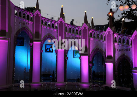 Mumbai, Maharashtra, India, Southeast Asia - Christmas Day; Light Illuminated on Mount Mary Church, is a Roman Catholic Basilica located in Bandra. Stock Photo