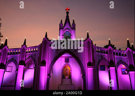 Mumbai, Maharashtra, India, Southeast Asia - Christmas Day; Light Illuminated on Mount Mary Church, is a Roman Catholic Basilica located in Bandra. Stock Photo