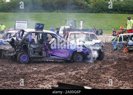 Hollywood Motorsports held their Demolition Derby event Paws for the Cause to help raise funds for local humane societies, Oshkosh, Wisconsin Stock Photo