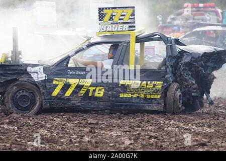 Hollywood Motorsports held their Demolition Derby event Paws for the Cause to help raise funds for local humane societies, Oshkosh, Wisconsin Stock Photo