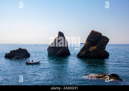 Landscape of the coastline with the Faraglioni  at Vietri sul Mare, Naples, Italy f Stock Photo