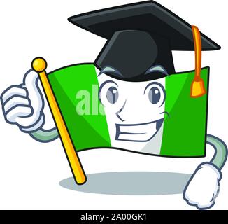 Graduation flag nigeria isolated in the character Stock Vector