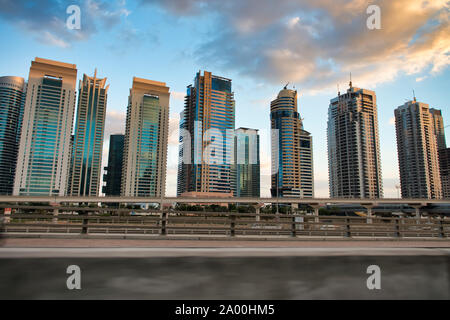 Majestic modern buildings of Dubai Marina. United Arab Emirates, UAE. Stock Photo