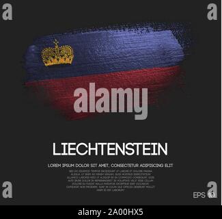 Liechtenstein Flag Made of Glitter Sparkle Brush Paint Vector Stock Vector