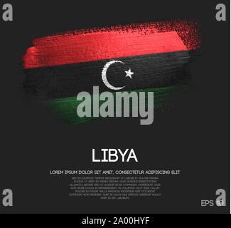 Libya Flag Made of Glitter Sparkle Brush Paint Vector Stock Vector