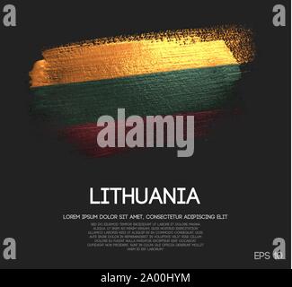 Lithuania Flag Made of Glitter Sparkle Brush Paint Vector Stock Vector