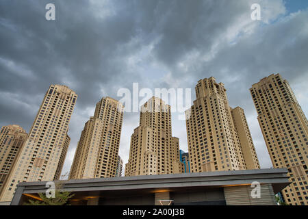 Majestic modern buildings of Dubai Marina. United Arab Emirates, UAE. Stock Photo