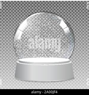 Snow realistic transparent glass globe for Christmas and New Year gift.Vector Illustration Stock Vector