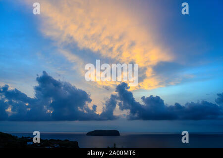 Sunrise Saint Stephen island, view from Ventotene. Lazio Italy Stock Photo