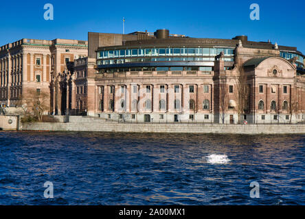 West façade of the Riksdag building, Helgeandsholmen, Stockholm, Sweden Stock Photo