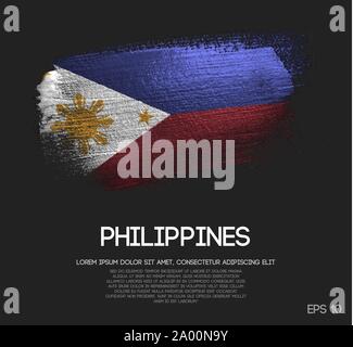 Philippines Flag Made of Glitter Sparkle Brush Paint Vector Stock Vector