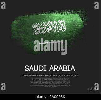Saudi Arabia Flag Made of Glitter Sparkle Brush Paint Vector Stock Vector