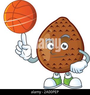 With basketball salak fruit cartoon character with mascot Stock Vector