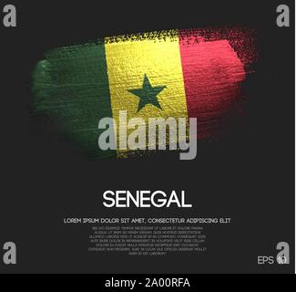 Senegal Flag Made of Glitter Sparkle Brush Paint Vector Stock Vector