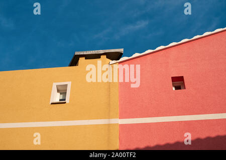 Colourfully painted external building / house walls detail Stock Photo