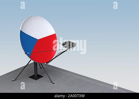 satellite dish with the flag of Czech. 3d rendering Stock Photo