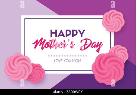 Happy mothers day. Vector greeting card with roses Stock Vector