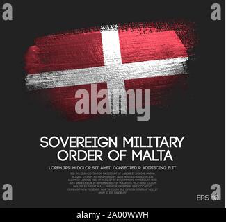 Sovereign Military Order of Malta Flag Made of Glitter Sparkle Brush Paint Vector Stock Vector