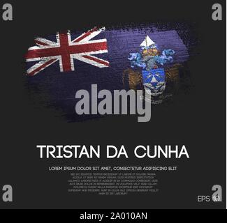 Tristan da Cunha Flag Made of Glitter Sparkle Brush Paint Vector Stock Vector