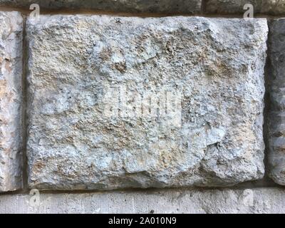 Grey Big Brick of Stone Wall Texture on ancient historic building Stock Photo