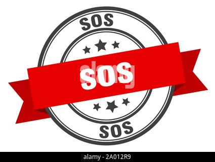 sos label. sos red band sign. sos Stock Vector