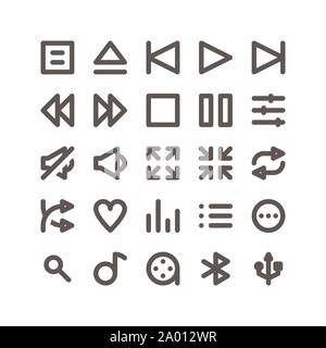 multimedia ui icon set Stock Vector