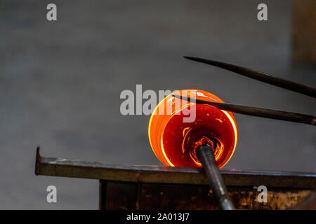 inside Murano glass factory Venice Italy close up detail Stock Photo