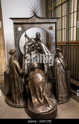 UK, Yorkshire, Sheffield, Church Street, Cathedral Church of St Peter and St Paul, Chapel of the Holy Spirit, Sheffield Steel Nativity, sculpture by B Stock Photo