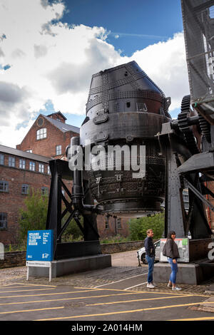 UK, Yorkshire, Sheffield, Kelham Island Museum, visitors at Britain’s last Bessemer process furnace Stock Photo