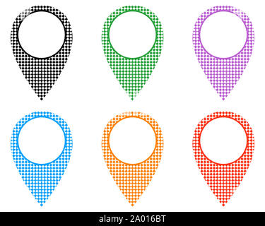 Locator pins in various patterns Stock Photo