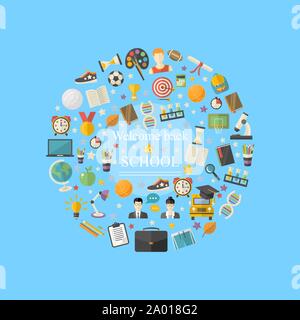 Vector Education icon flat set Stock Vector