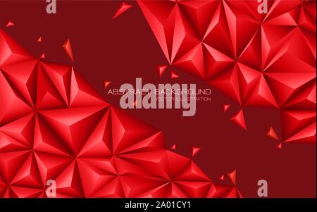 Abstract red tone triangle 3D design modern futuristic background vector illustration. Stock Vector