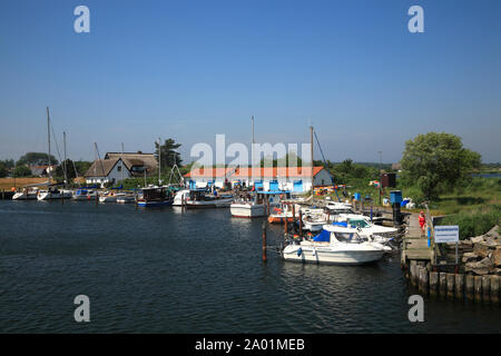 Neuendorf harbour, Hiddensee island, Baltic Sea, Mecklenburg Western Pomerania, Germany, Europe Stock Photo