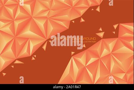 Abstract orange tone triangle 3D design modern futuristic background vector illustration. Stock Vector