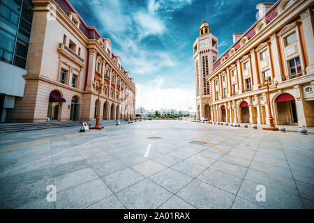 City square and historic buildings, Tianjin, China. Stock Photo