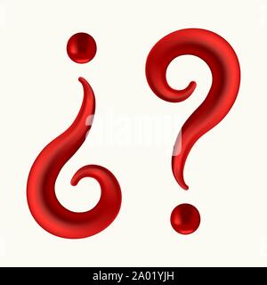 Vector illustration. Interrogation sign in red with lights and shadows. Stock Vector