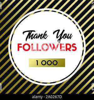 1000 followers thank you card. Celebration 1k subscribers banner ...