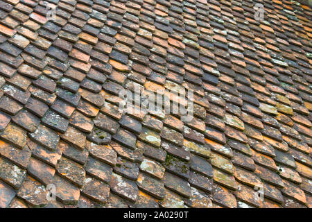 old ceramic roof tiles background pattern Stock Photo